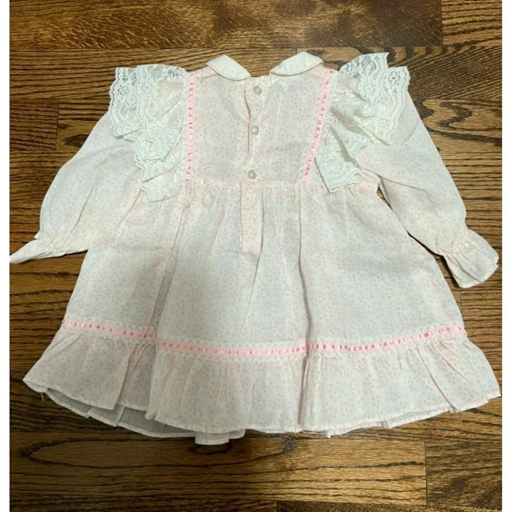 Polly Flinders | Vintage‎ Pink White Smocked Dress Sz 24 Months